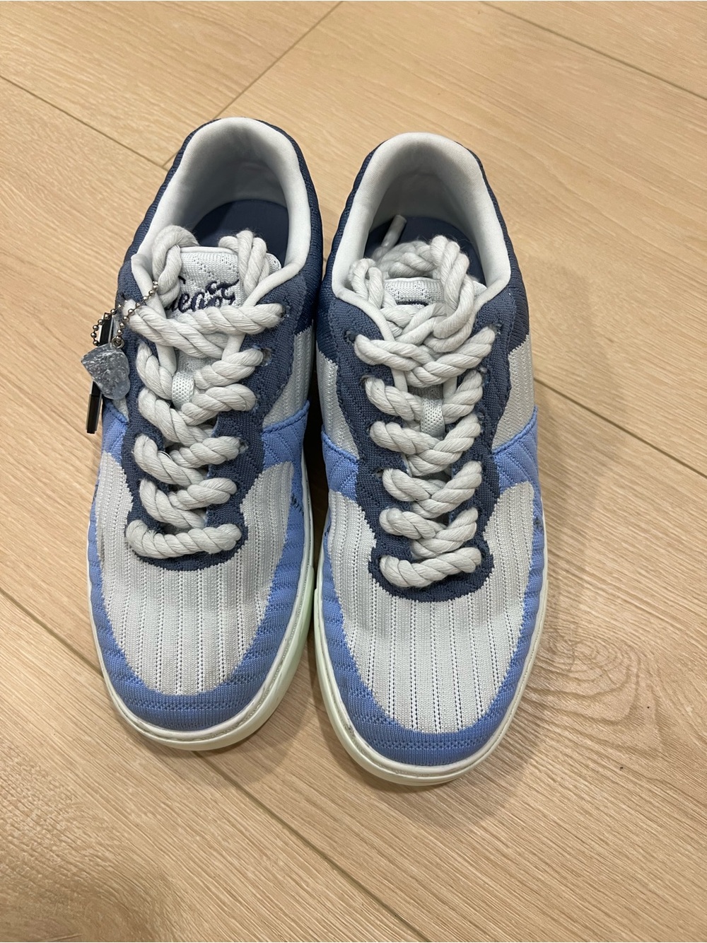 Women's Lace-Up Sneakers in Light Blue and Navy